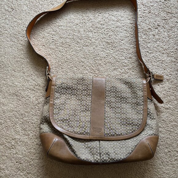 Authentic Coach Brown/Tan Canvas Diaper Bag with Changing Pad - Picture 1 of 5